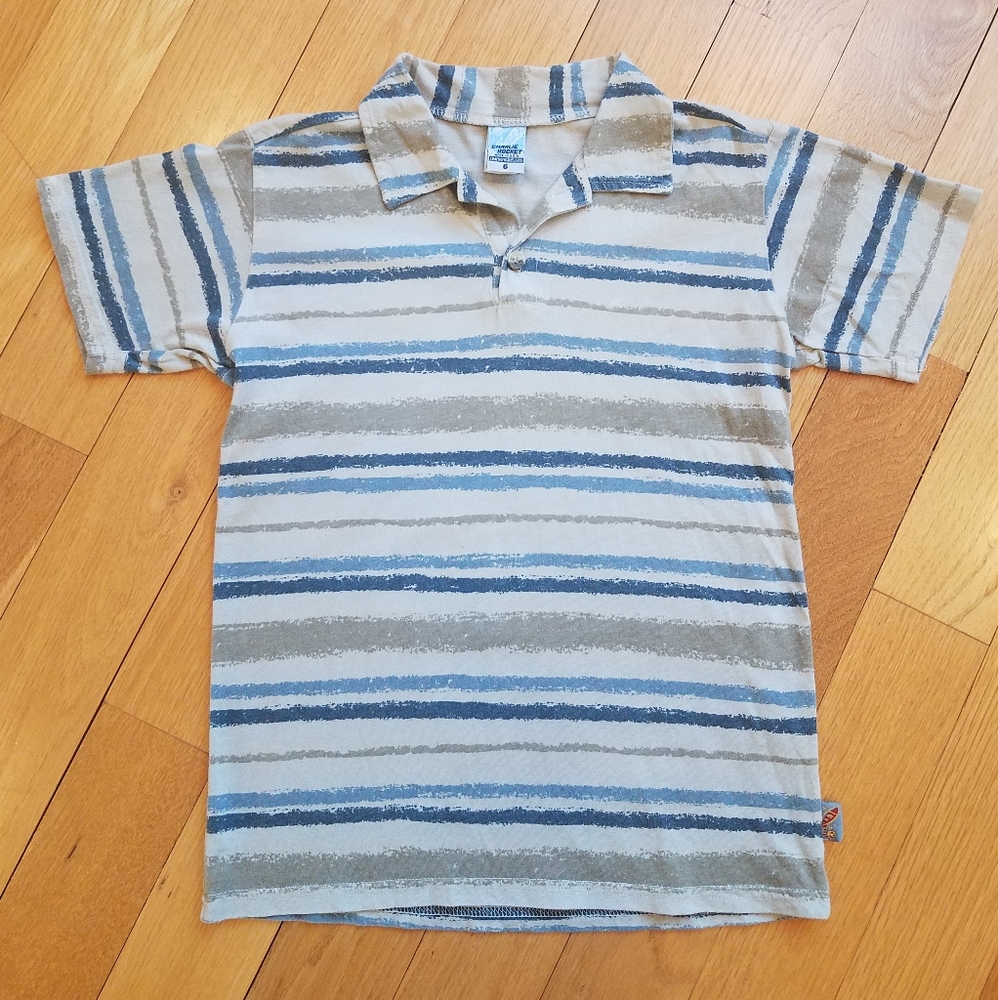 Charlie Rocket Boys Size 6 Striped Polo